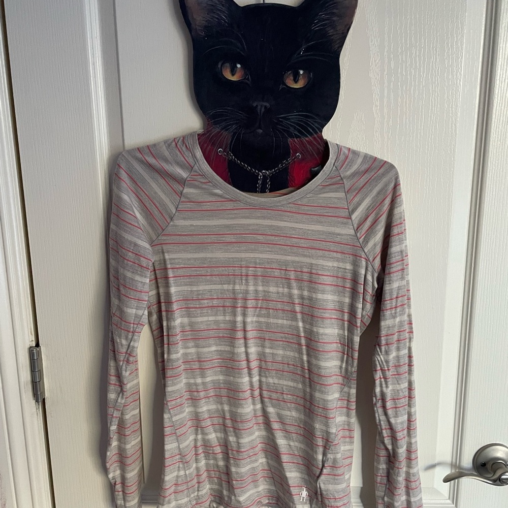 Smartwool Gray and Pink Striped Long Sleeve Top